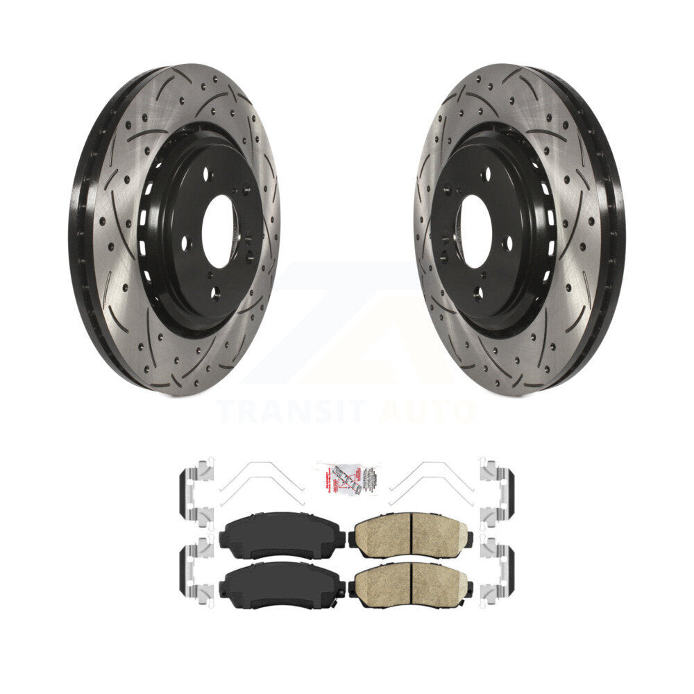 Rotor de frein à disque à fente avant percée et Kit de plaquettes en céramique pour Honda Odyssey Passpor