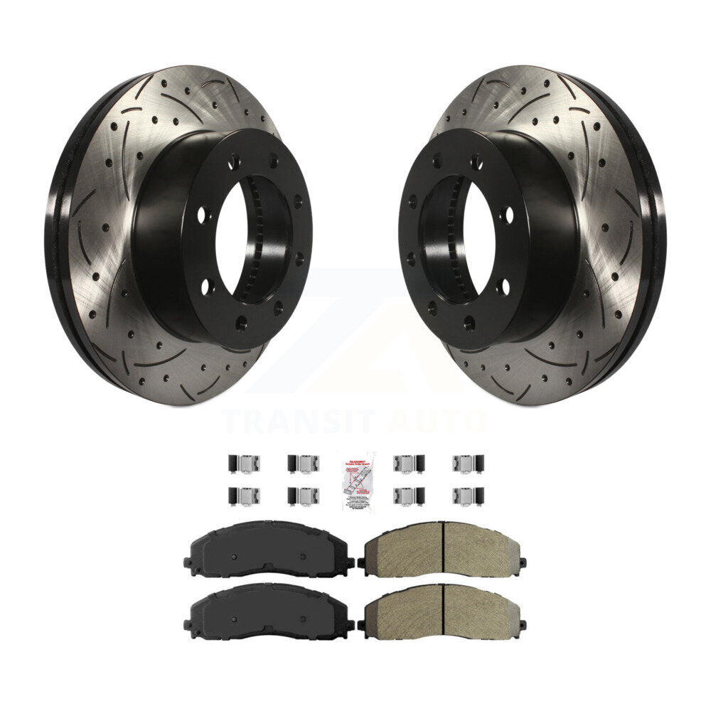 Rotor de frein à fente percée avant et Kit de plaquettes semi-métalliques pour Ford F-350 Super Dut