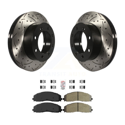 Rotor de frein à fente percée avant et Kit de plaquettes semi-métalliques pour Ford F-350 Super Dut