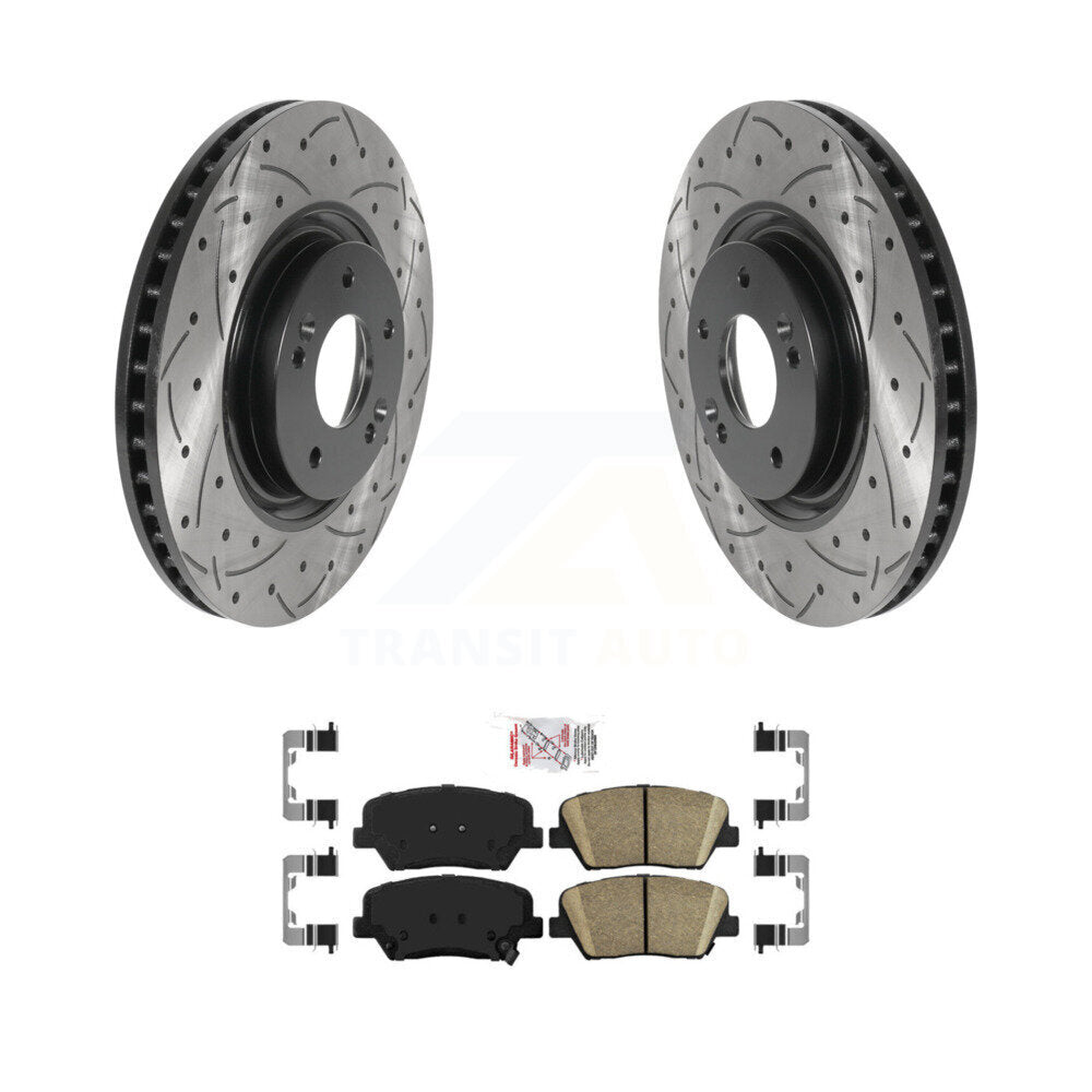Kit de plaquettes de frein en céramique, rotors de frein à disque à fente avant percés pour Hyundai Azer 2012 – 2017
