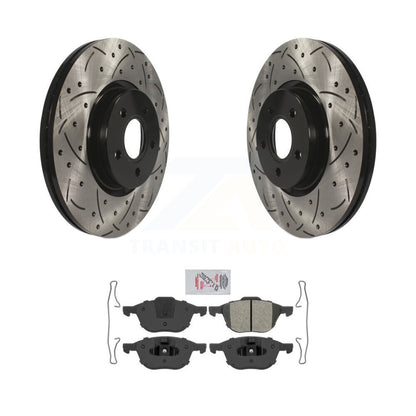 Kit de plaquettes semi-métalliques de Rotor de frein à disque de fente de forage avant pour Ford Transit Connect