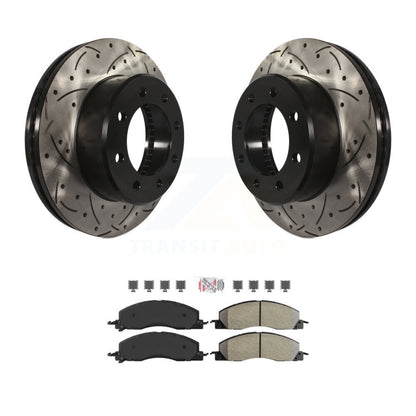 Rotors de frein à fente avant, Kit de plaquettes semi-métalliques pour Ram 3500 2500 1500 Dodge