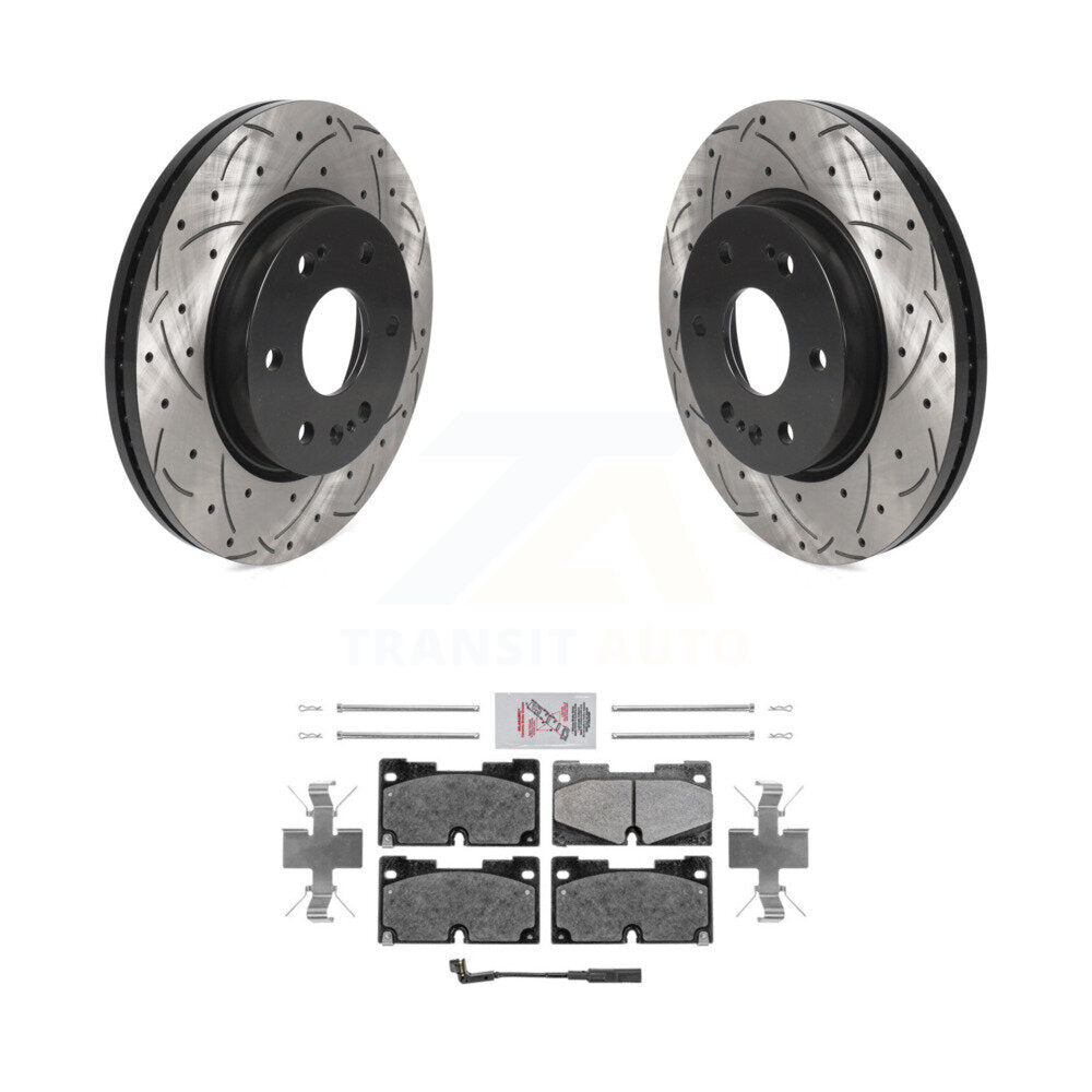 Kit de plaquettes semi-métalliques de Rotor de frein à fente avant percée pour GMC Chevrolet Silverad