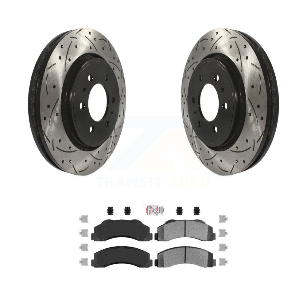 Rotor de frein à fente percée avant et Kit de plaquettes semi-métalliques pour Ford F-150 Expeditio