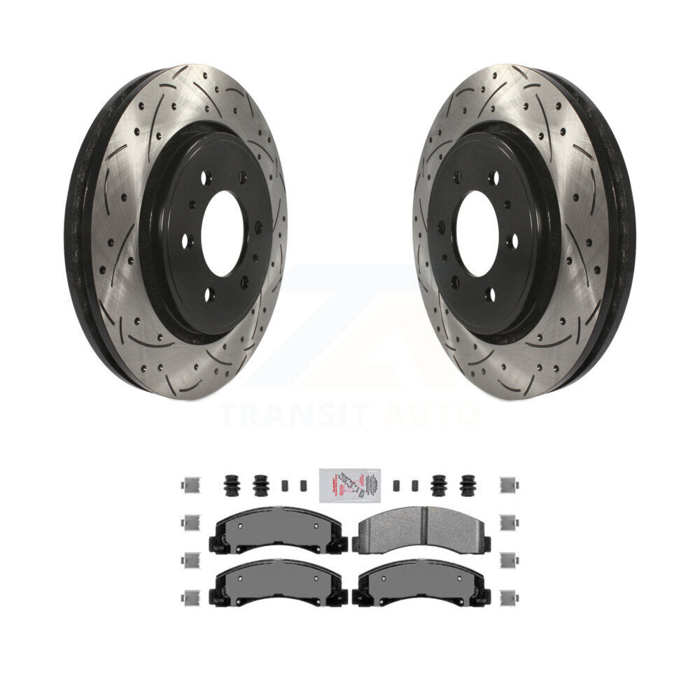 Rotor de frein à fente percée avant et Kit de plaquettes semi-métalliques pour Ford F-150 Expeditio