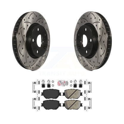 Rotors de frein à disque fendus percés à revêtement avant et kit de plaquettes en céramique pour Lexus IS25