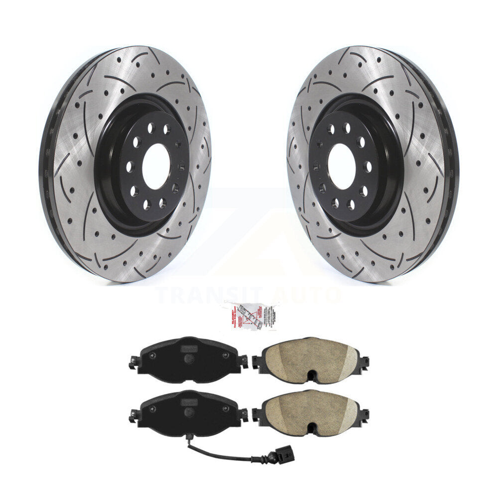 Rotors de frein à disque à fente avant, Kit de plaquettes en céramique pour Volkswagen Golf Audi A