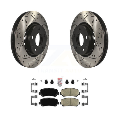Rotor de frein à disque fendu percé à revêtement avant et Kit de plaquettes en céramique pour Mazda CX-