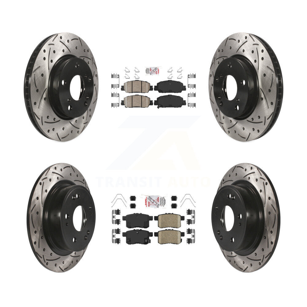 Kit de rotor de frein avec coussinets en céramique avant et arrière, fente percée, pour Honda Accord LX-2017