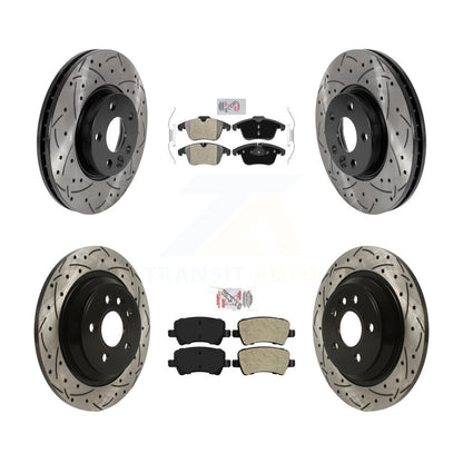 Kit de rotors de frein à disque à fente de forage de manteau de tampon semi-métallique avant et arrière pour Volvo S6