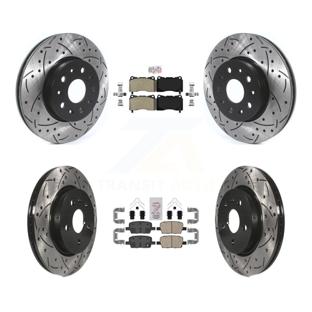 Kit de rotors de frein à fente avant et arrière semi-métallique, avec plaquettes en céramique percées, pour Chevrole