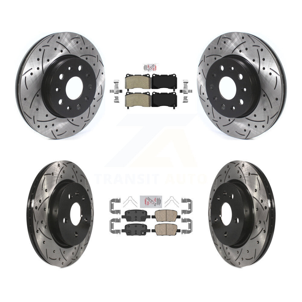 Kit de rotors de frein à fente avant et arrière semi-métallique, avec plaquettes en céramique percées, pour Chevrole