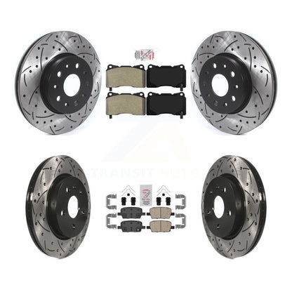 Kit de rotors de frein à fente avant et arrière semi-métallique, avec plaquettes en céramique percées, pour Chevrole