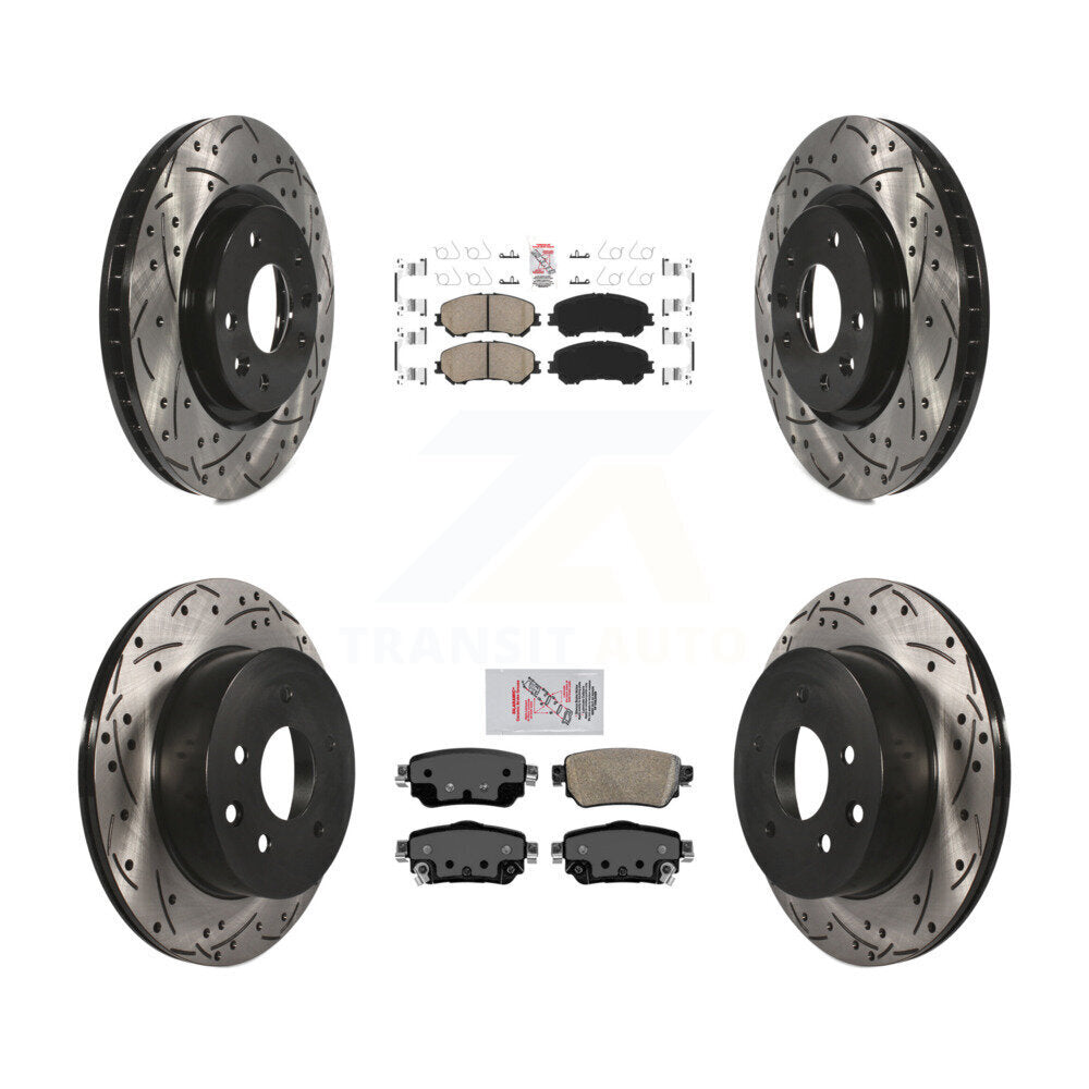 Kit de rotors de frein à fente de forage de tampon en céramique avant et arrière pour Nissan Rogue Sport 2019