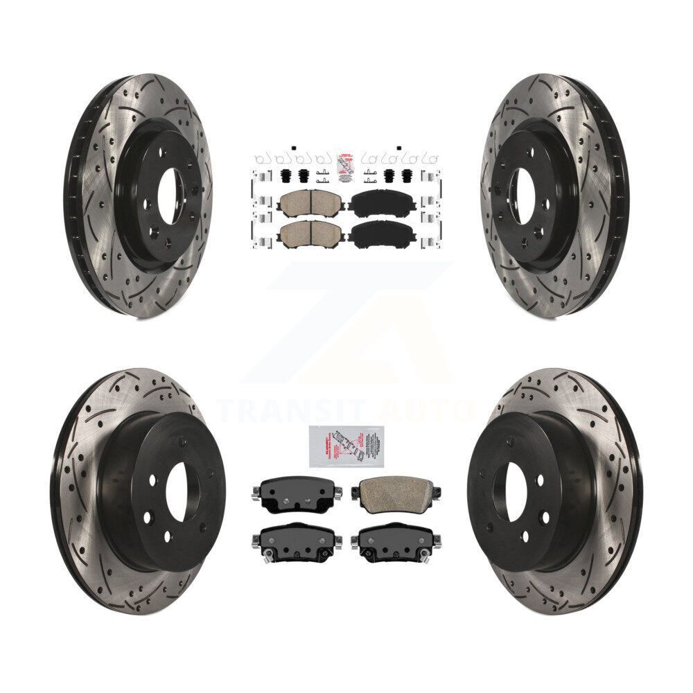 Kit de rotors de frein à fente de forage de tampon en céramique avant et arrière pour Nissan Rogue Sport 2019