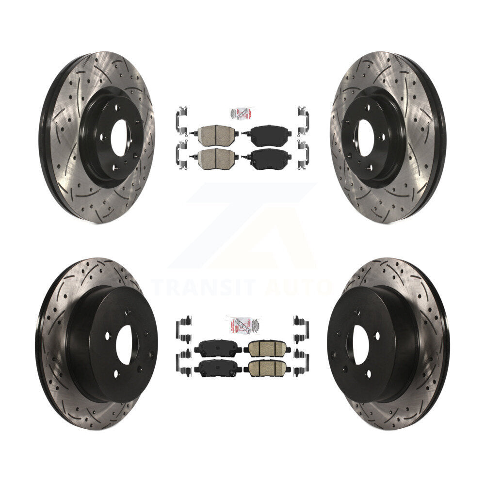 Kit de rotors de frein à disque avec fente de forage revêtue de tampons en céramique avant et arrière pour Nissan Muran