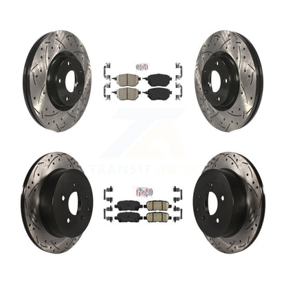 Kit de rotors de frein à disque avec fente de forage revêtue de tampons en céramique avant et arrière pour Nissan Muran
