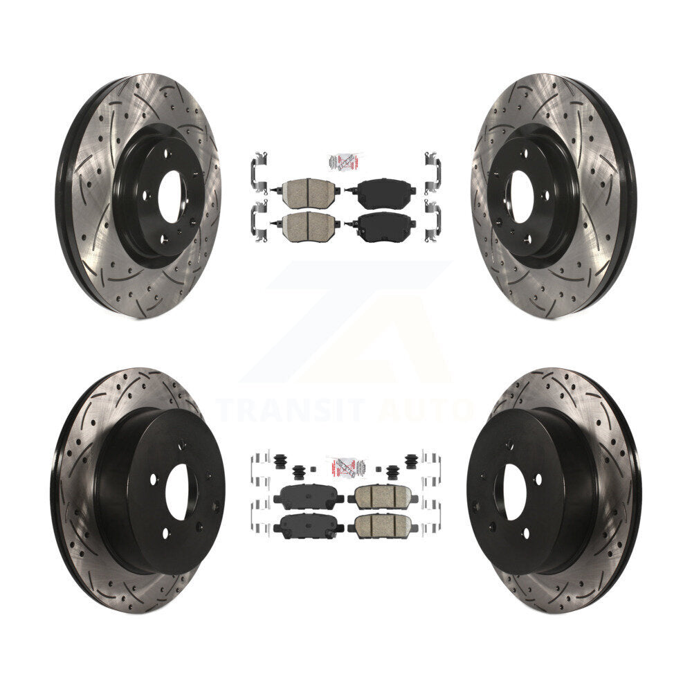 Kit de rotors de frein à disque avec fente de forage revêtue de tampons en céramique avant et arrière pour Nissan Muran