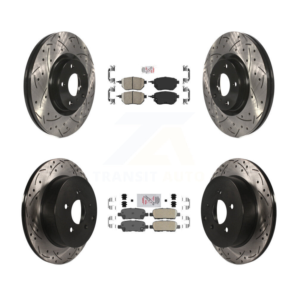 Kit de rotors de frein à disque avec fente de forage revêtue de tampons en céramique avant et arrière pour Nissan Muran