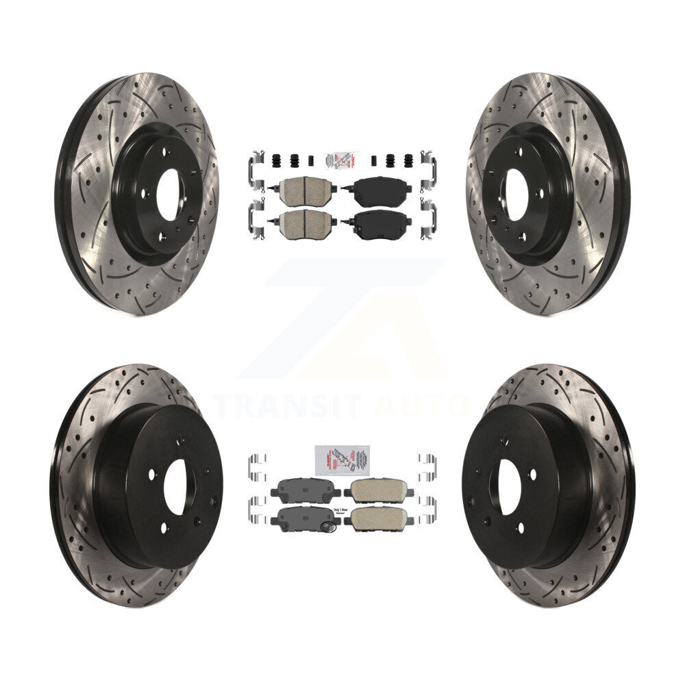 Kit de rotors de frein à disque avec fente de forage revêtue de tampons en céramique avant et arrière pour Nissan Muran