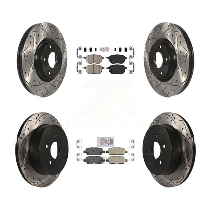 Kit de rotors de frein à disque avec fente de forage revêtue de tampons en céramique avant et arrière pour Nissan Muran