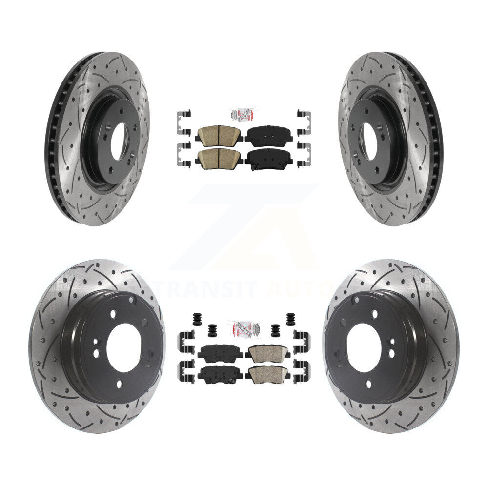 Kit de rotors de frein à disque avec fente de forage revêtue de tampons en céramique avant et arrière pour Hyundai Azer