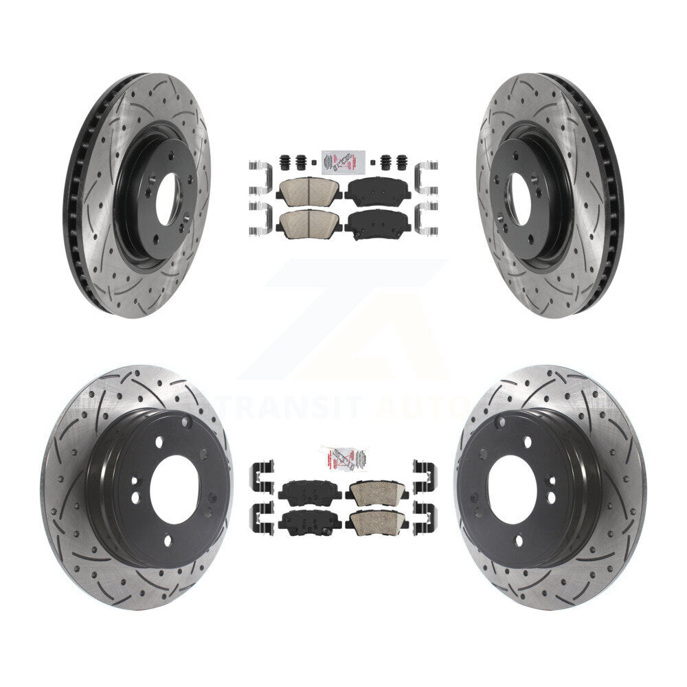 Kit de rotors de frein à disque avec fente de forage revêtue de tampons en céramique avant et arrière pour Hyundai Azer