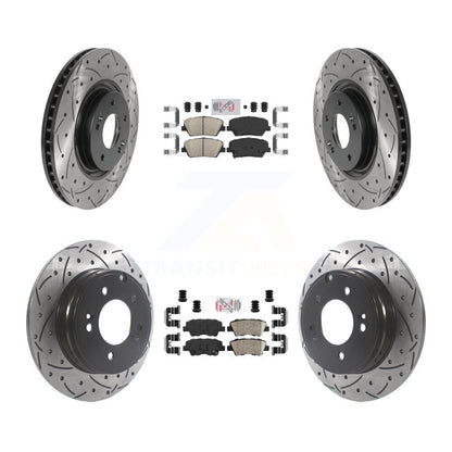 Kit de rotors de frein à disque avec fente de forage revêtue de tampons en céramique avant et arrière pour Hyundai Azer