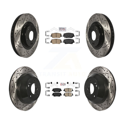 Kit de Rotors de frein à fente de forage de tampon en céramique avant et arrière pour Kia Sorento Hyundai Sant