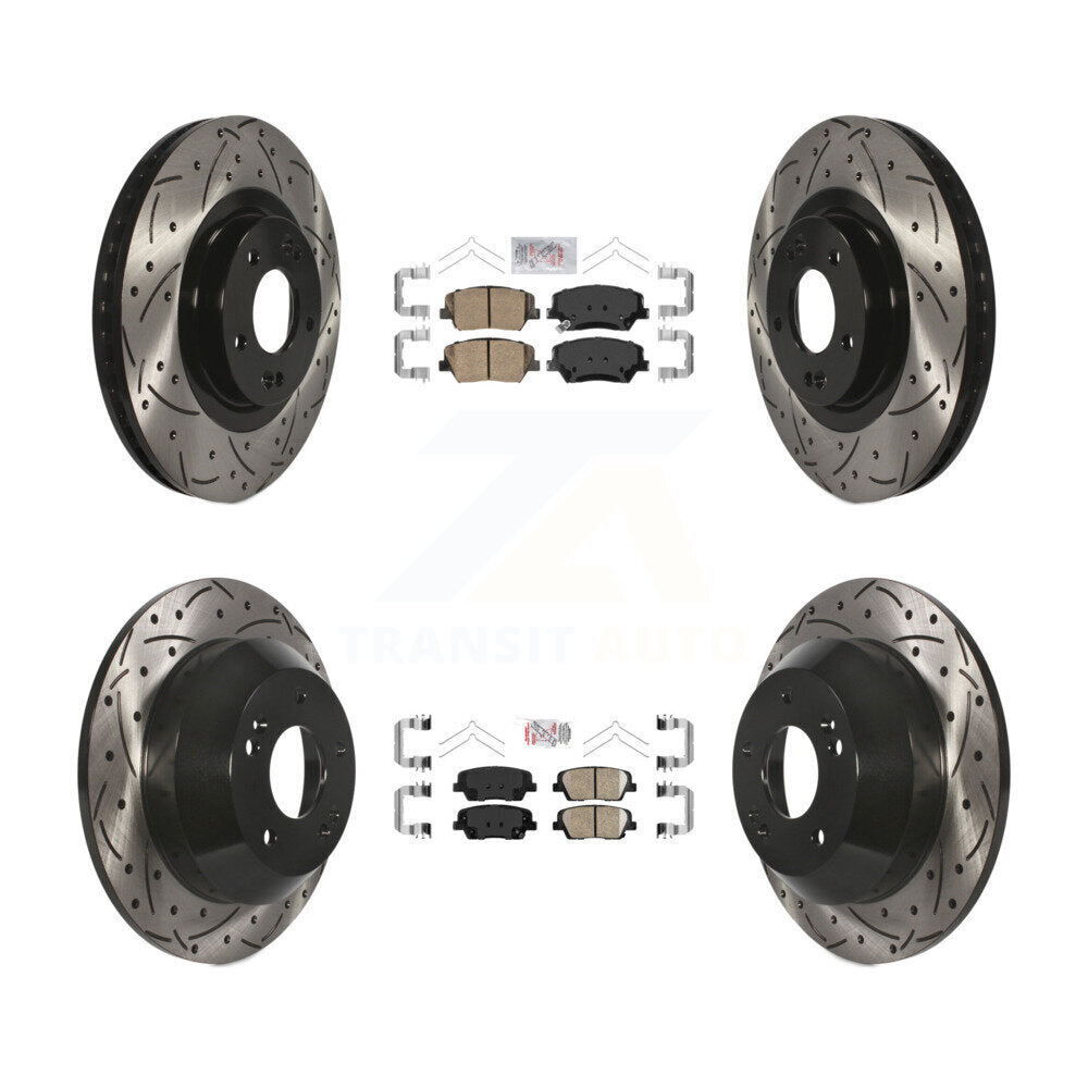 Kit de Rotors de frein à fente de forage de tampon en céramique avant et arrière pour Kia Sorento Hyundai Sant