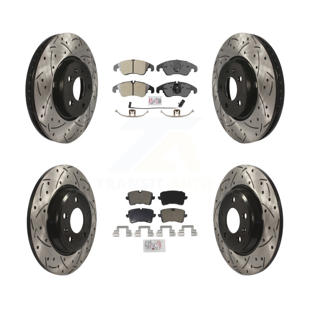 Kit de rotors de frein à disque à fente de perçage avec tampon semi-métallique avant et arrière pour Audi A