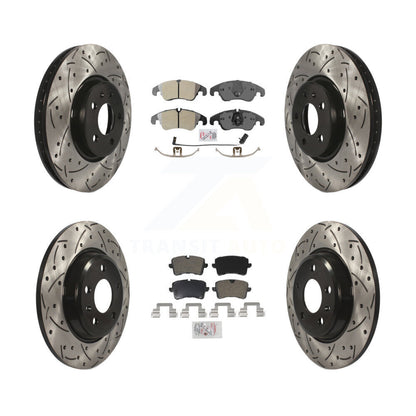 Kit de rotors de frein à disque à fente de perçage avec tampon semi-métallique avant et arrière pour Audi A