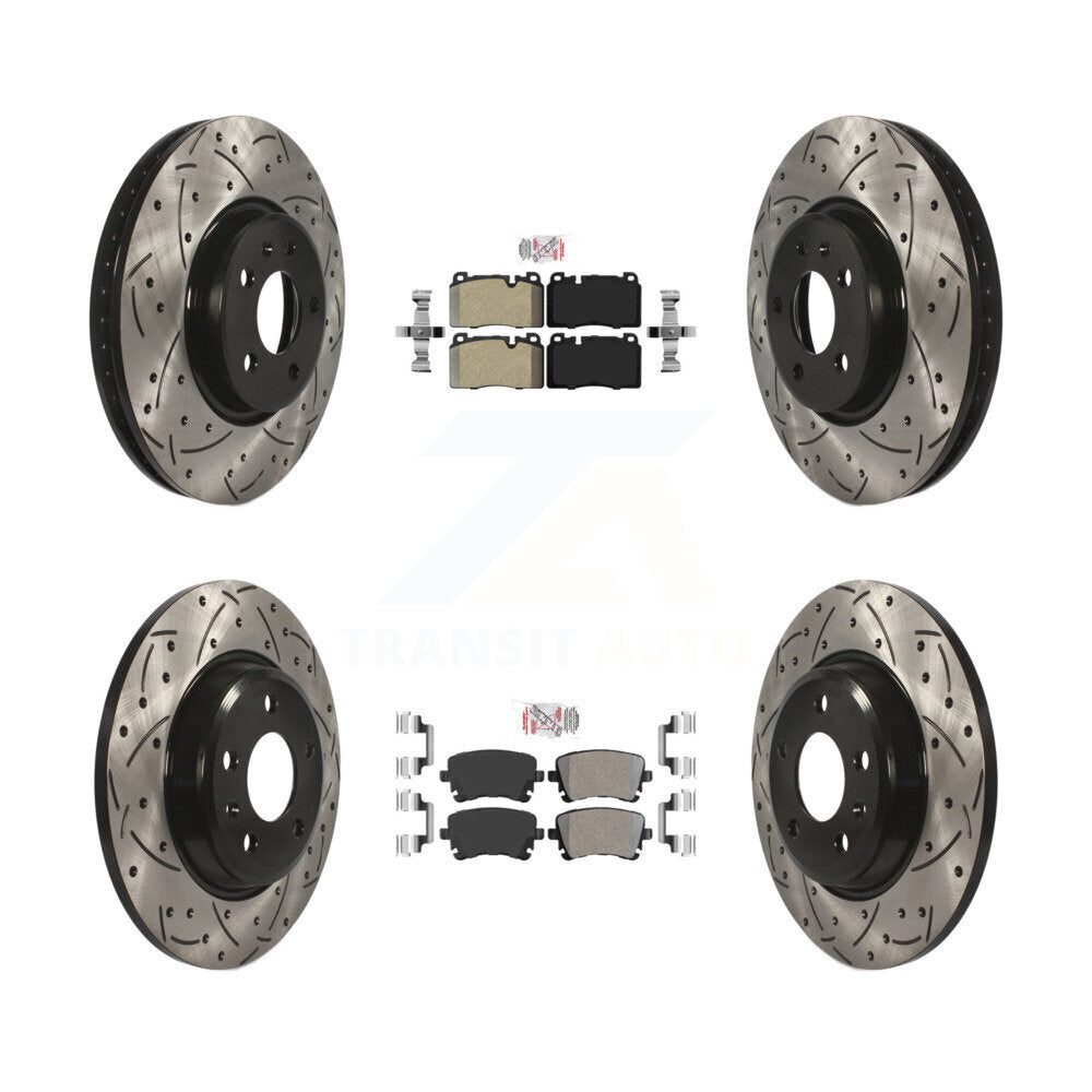 Kit de rotors de frein à fente de forage à plaquettes semi-métalliques avant et arrière pour moteur Audi Q5 FLEX