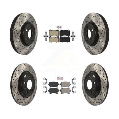 Kit de rotors de frein à fente de forage à plaquettes semi-métalliques avant et arrière pour moteur Audi Q5 FLEX
