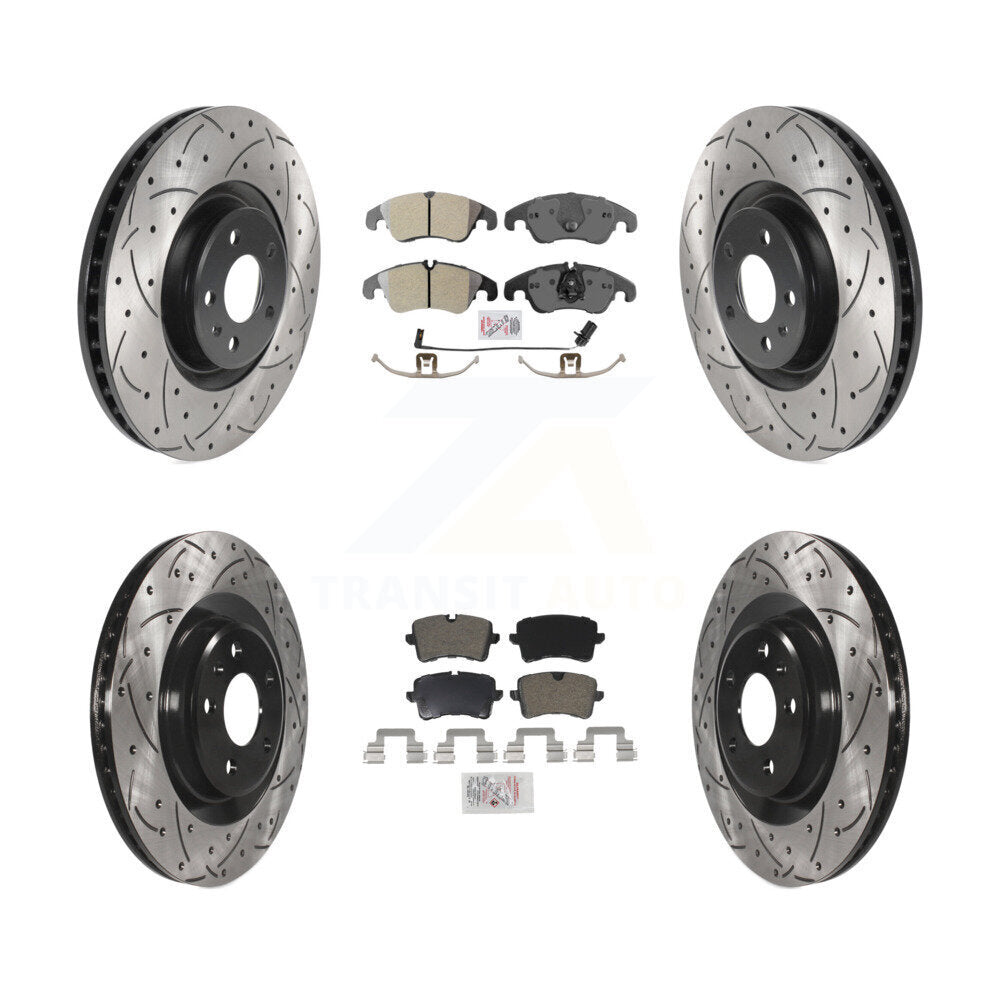 Kit de rotors de frein à disque à fente de perçage avec tampon semi-métallique avant et arrière pour Audi A