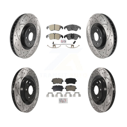 Kit de rotors de frein à disque à fente de perçage avec tampon semi-métallique avant et arrière pour Audi A