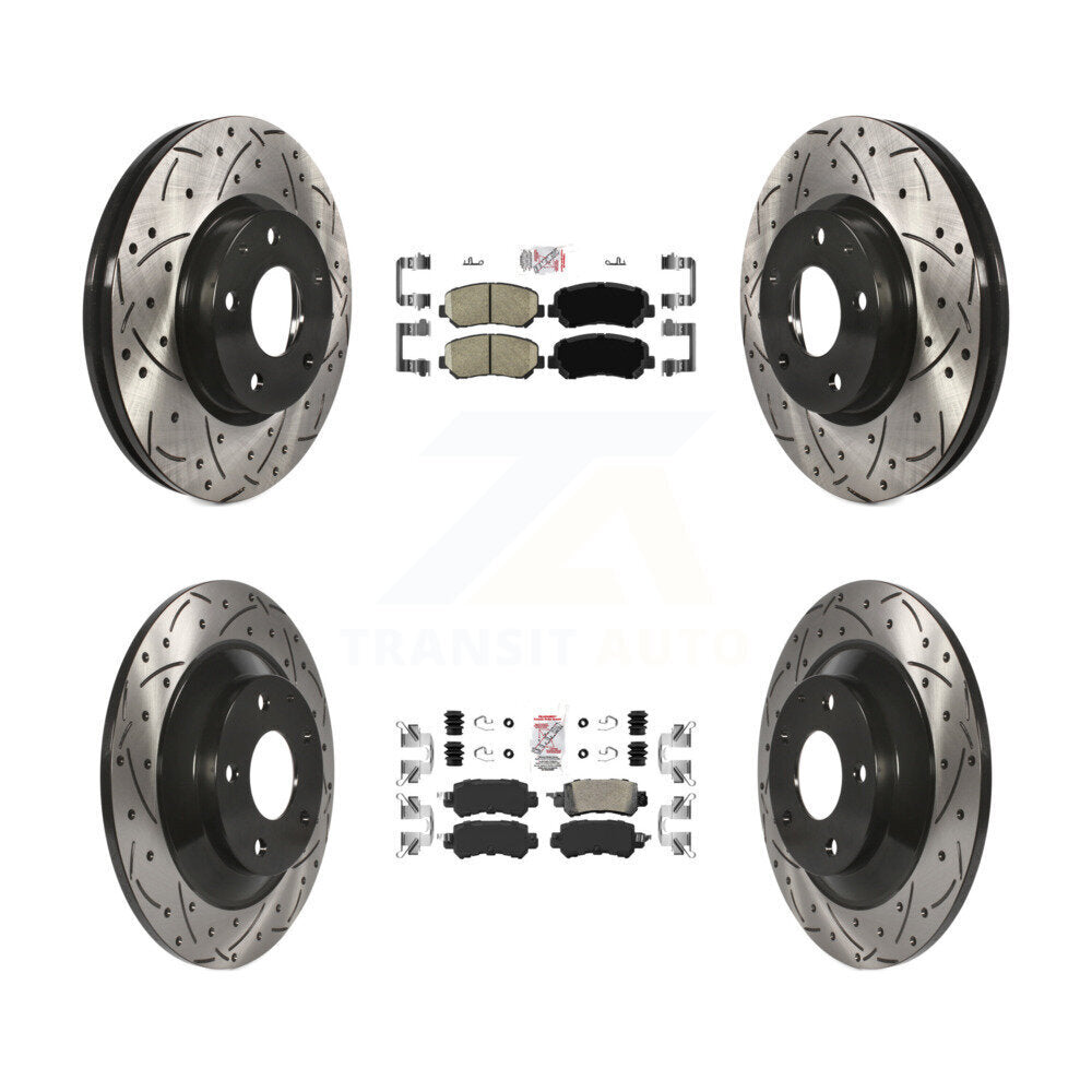 Kit de Rotors de frein à disque de fente de foret de tampon en céramique avant et arrière pour Mazda CX-2013-2015