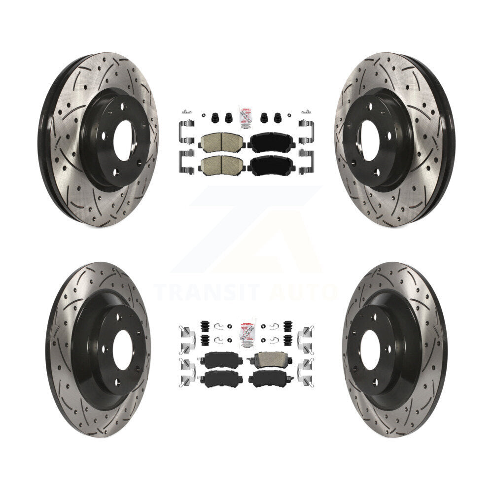 Kit de Rotors de frein à disque de fente de foret de tampon en céramique avant et arrière pour Mazda CX-2013-2015