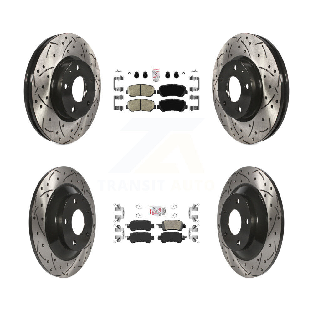 Kit de Rotors de frein à disque de fente de foret de tampon en céramique avant et arrière pour Mazda CX-2013-2015