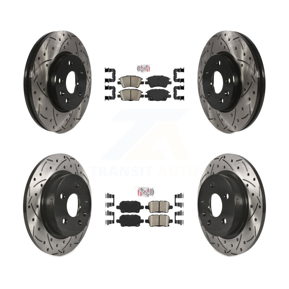 Kit de Rotors de frein à disque de fente de foret de manteau de protection en céramique avant et arrière pour Chevrolet Cruz