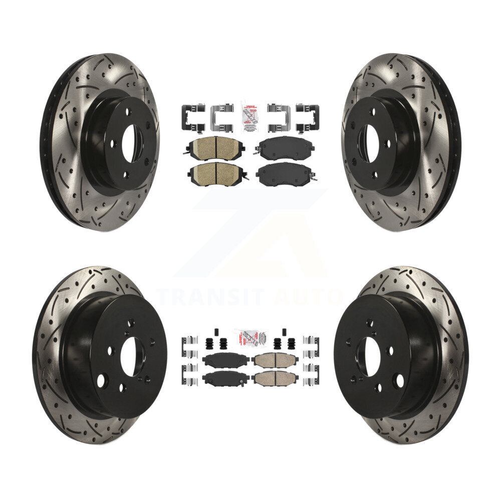 Kit de Rotor de frein à disque avec fente de forage revêtue de tampons en céramique avant et arrière pour Subaru Imprez