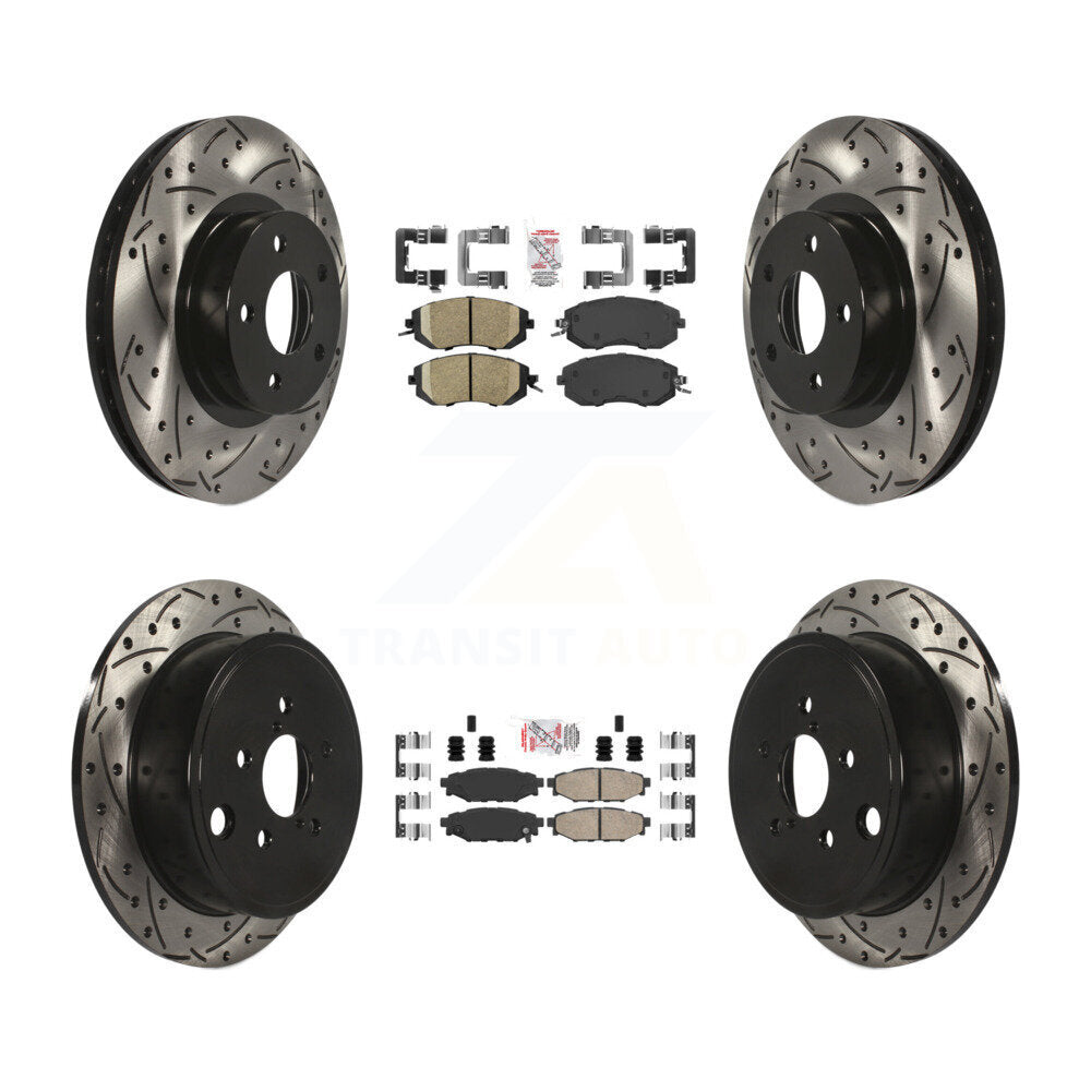 Kit de Rotor de frein à disque avec fente de forage revêtue de tampons en céramique avant et arrière pour Subaru Imprez