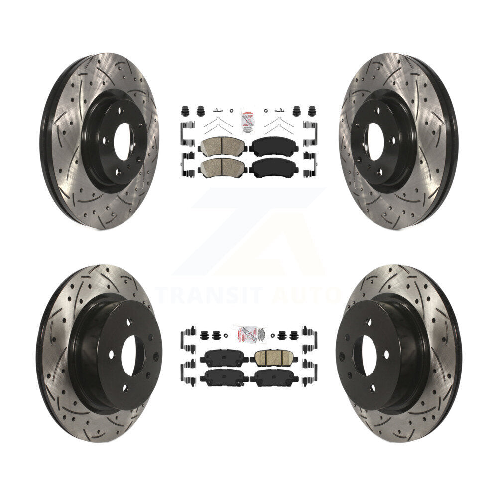 Kit de rotors de frein à disque avec fente de forage revêtue de tampons en céramique avant et arrière pour Nissan Maxim