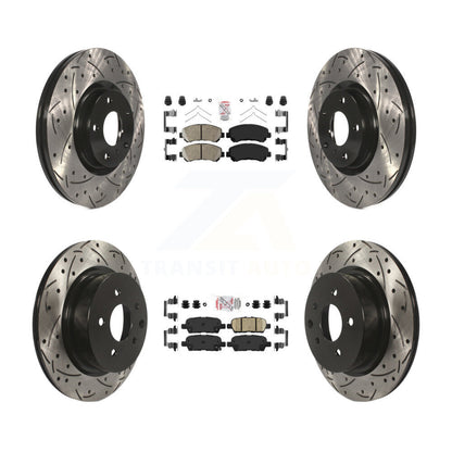 Kit de rotors de frein à disque avec fente de forage revêtue de tampons en céramique avant et arrière pour Nissan Maxim