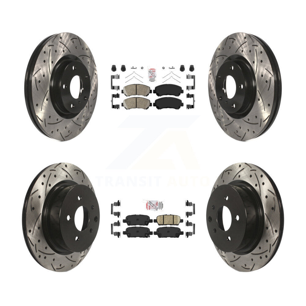 Kit de rotors de frein à disque avec fente de forage revêtue de tampons en céramique avant et arrière pour Nissan Maxim