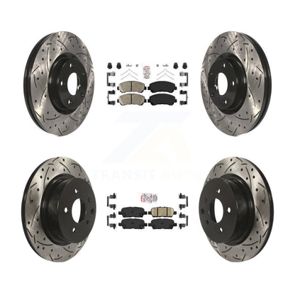 Kit de rotors de frein à disque avec fente de forage revêtue de tampons en céramique avant et arrière pour Nissan Maxim