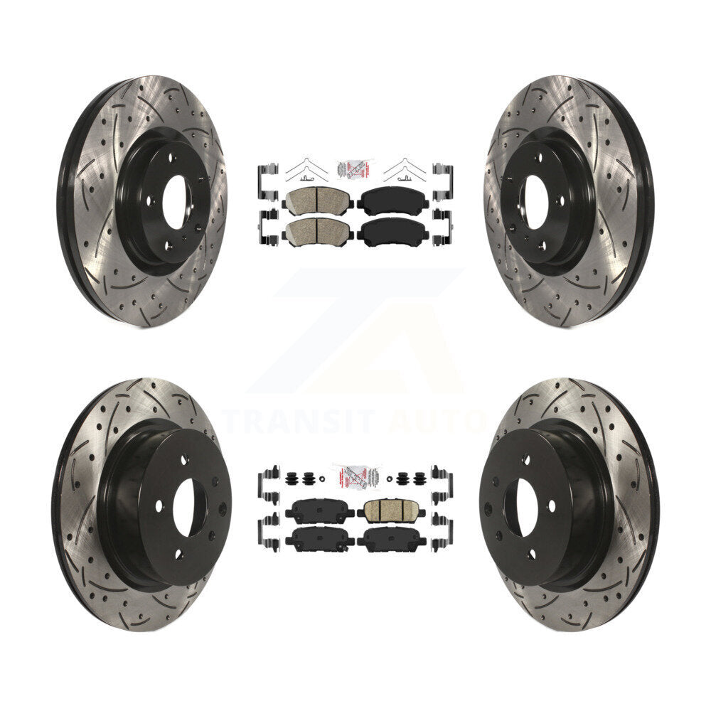 Kit de rotors de frein à disque avec fente de forage revêtue de tampons en céramique avant et arrière pour Nissan Maxim