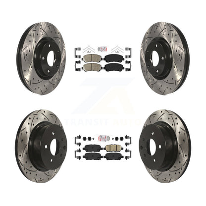 Kit de rotors de frein à disque avec fente de forage revêtue de tampons en céramique avant et arrière pour Nissan Maxim