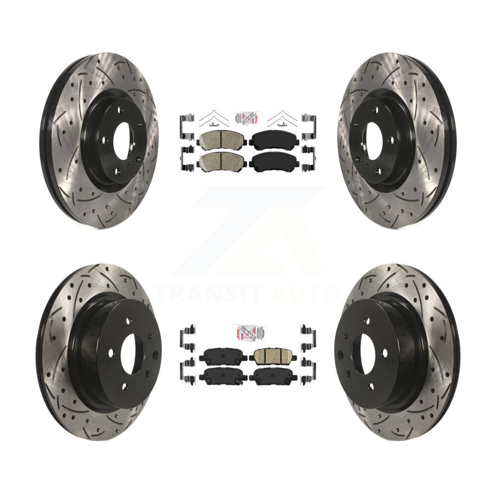 Kit de rotors de frein à disque avec fente de forage revêtue de tampons en céramique avant et arrière pour Nissan Maxim