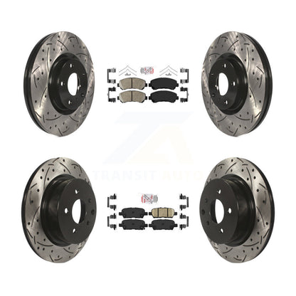Kit de rotors de frein à disque avec fente de forage revêtue de tampons en céramique avant et arrière pour Nissan Maxim